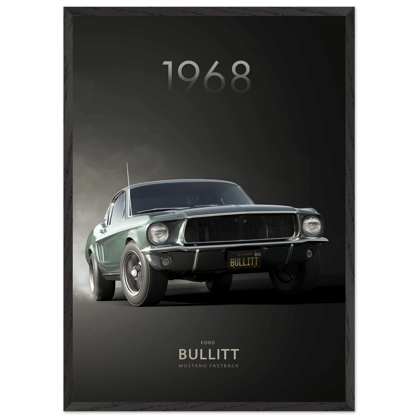 1968 Bullitt Mustang Poster - Framed Print for 50th Anniversary Celebration - Vibrantwalls