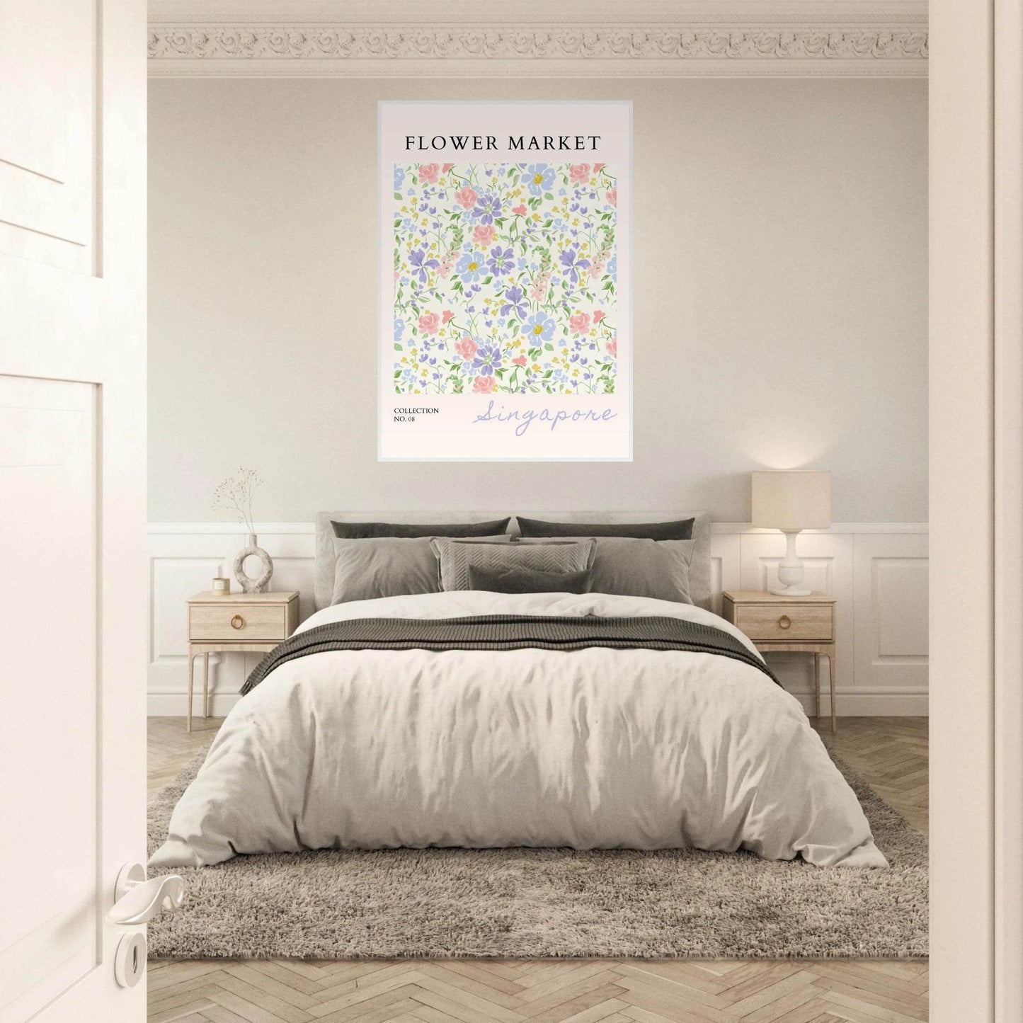 Singapore Flower Market Pastel Botanical Ready-to-Hang - Wall Art - Vibrantwalls