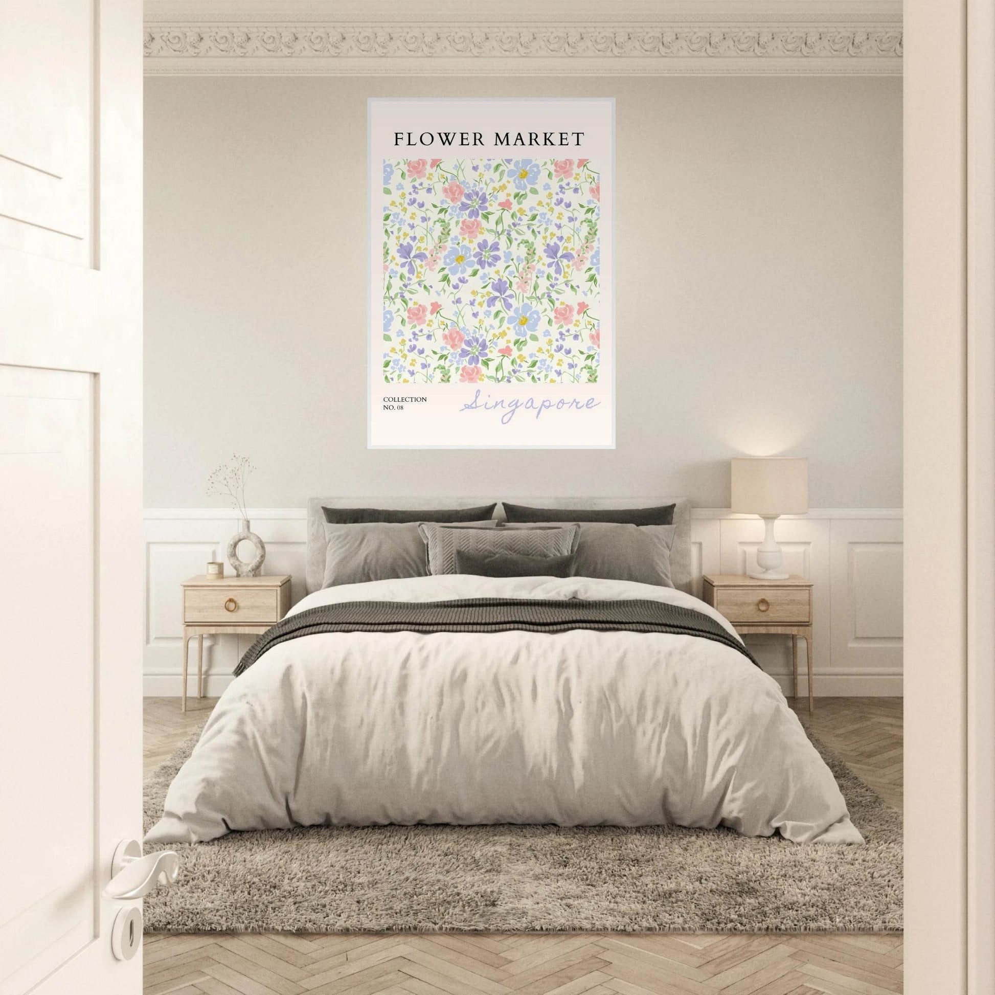 Singapore Flower Market Pastel Botanical Ready-to-Hang - Wall Art - Vibrantwalls