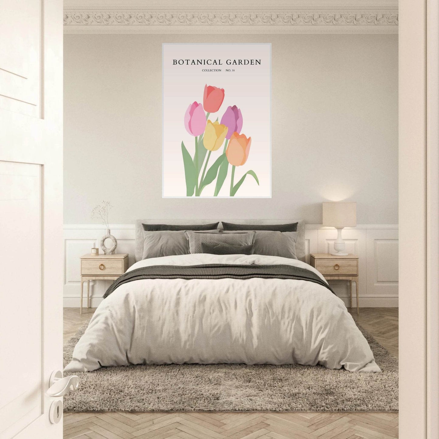 Botanical Garden Tulip Framed Poster – Pastel Bloom Art Print | Ready-to-Hang Floral Decor - Vibrantwalls