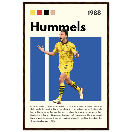 Mats Hummels Borussia Dortmund Framed Poster – Modern Football Art Print 60x90 cm 24x36″ Dark wood frame Vibrantwalls