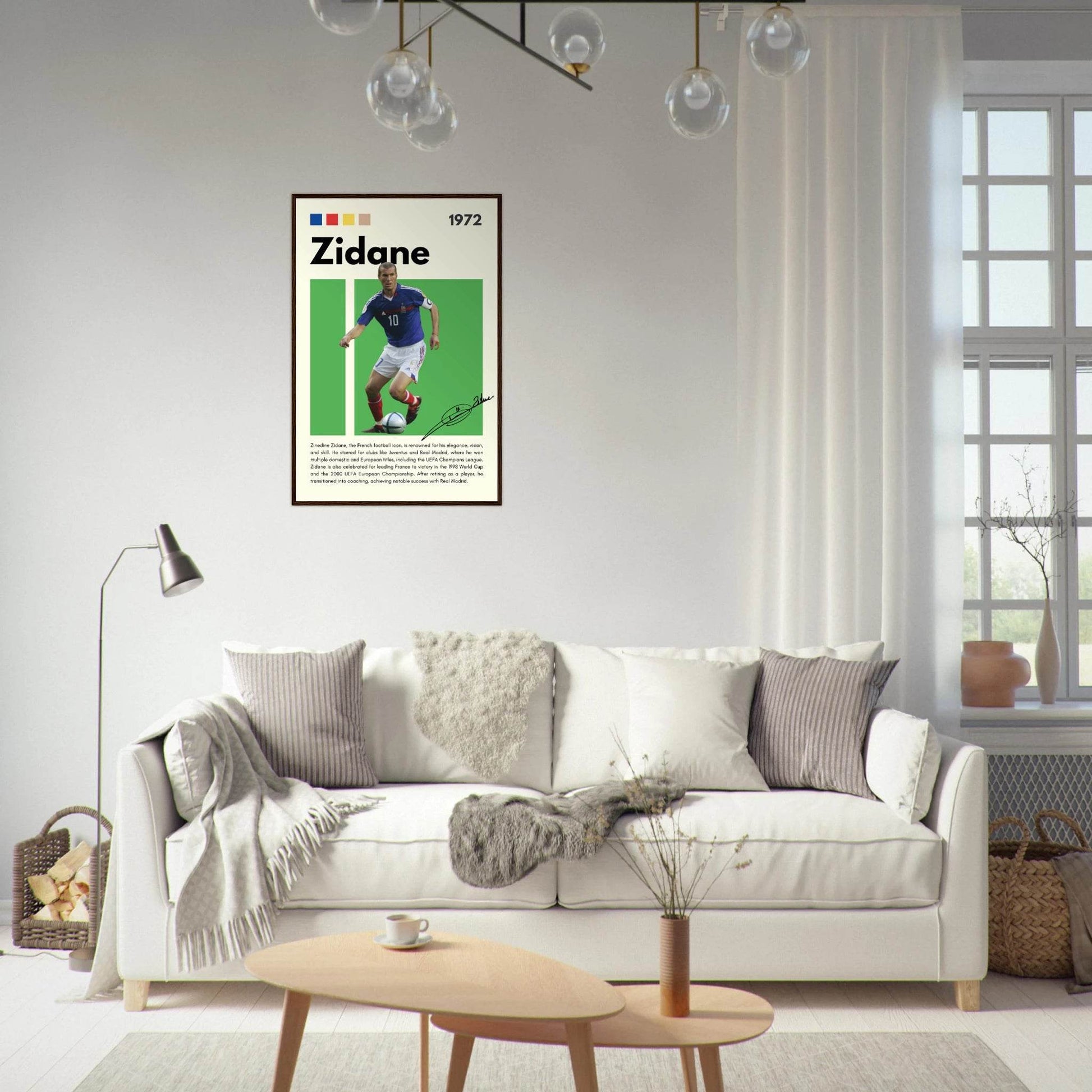Zinedine Zidane Football Legend Framed French Poster Vibrantwalls