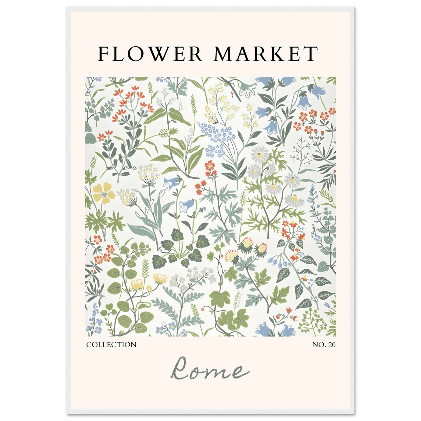 Flower Market Botanical Framed Poster – Vintage-Inspired Floral Art Print | Ready-to-Hang Decor - Vibrantwalls