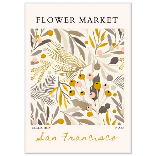 San Francisco Flower Market Collection Framed Poster – Botanical Golden Hues & Abstract Art Prints | Ready-to-Hang - Vibrantwalls