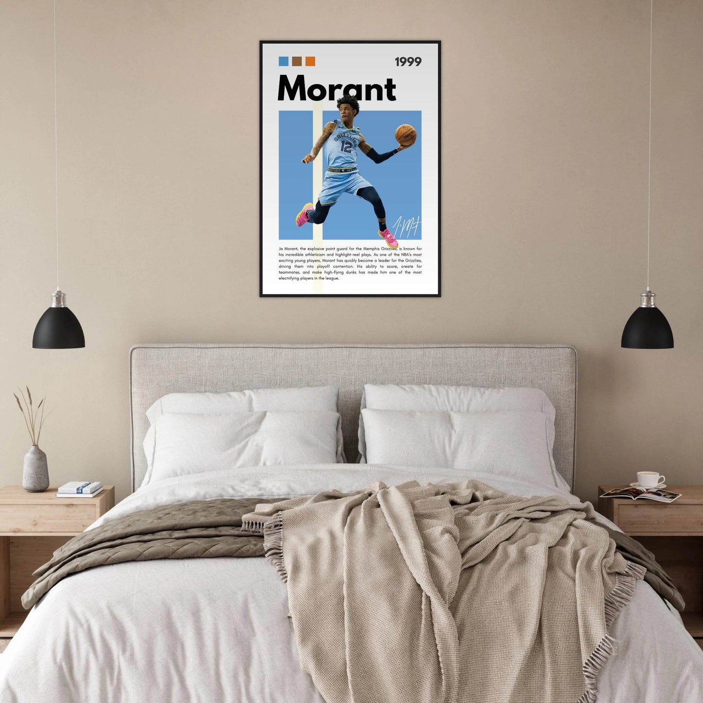 Ja Morant Grizzlies Star Vintage Basketball Poster - Vibrantwalls