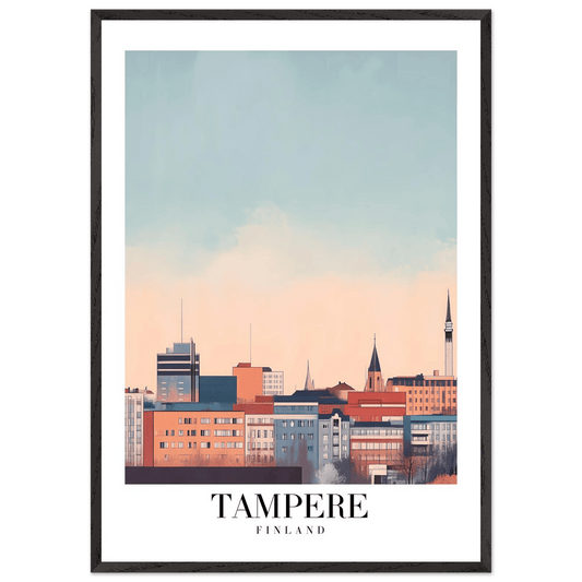 Tampere Finland Framed Poster – Modern Cityscape Wall Art with Customizable Wooden Frame - Vibrantwalls