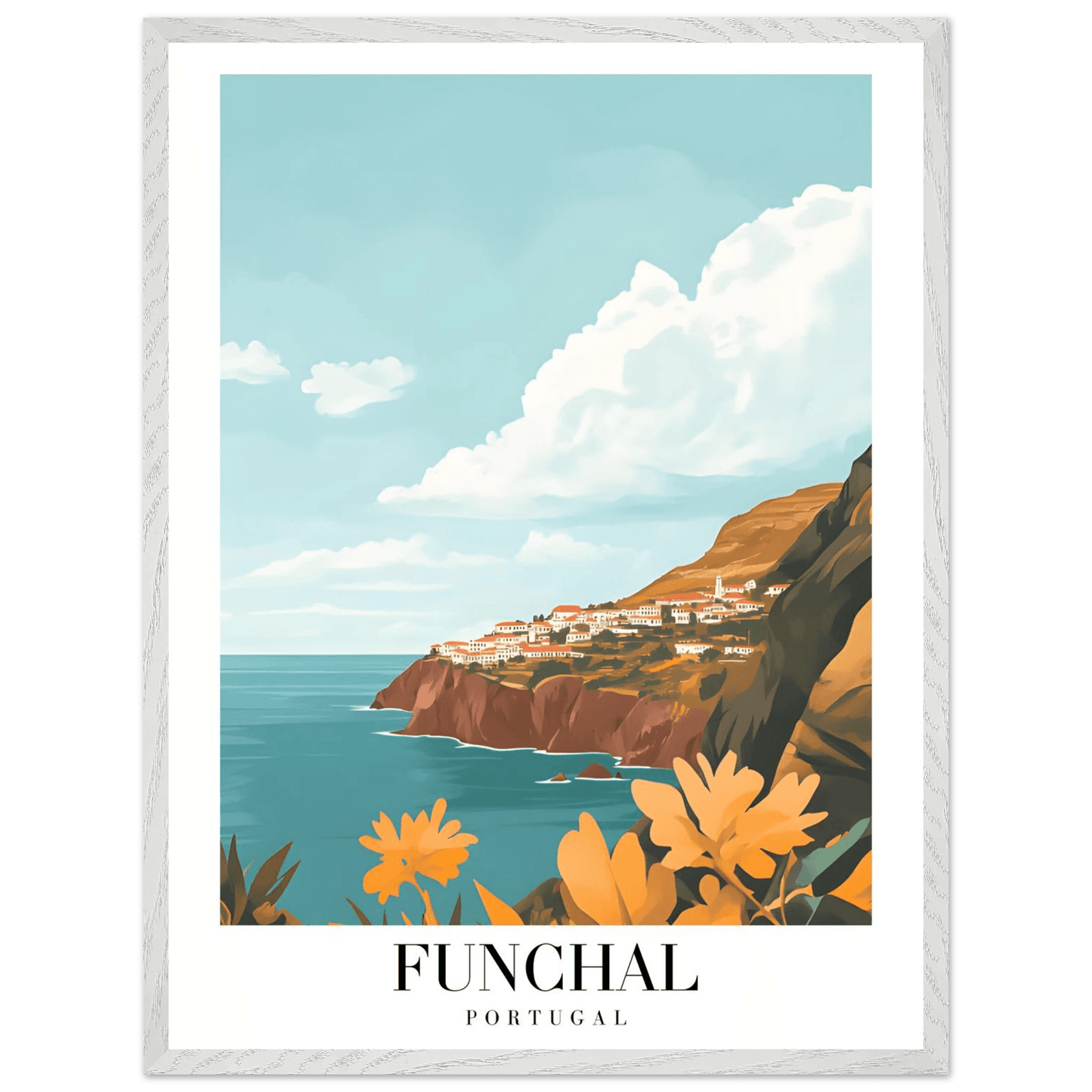 Funchal Portugal Coastal Vintage Travel Poster - Wall Art - Vibrantwalls