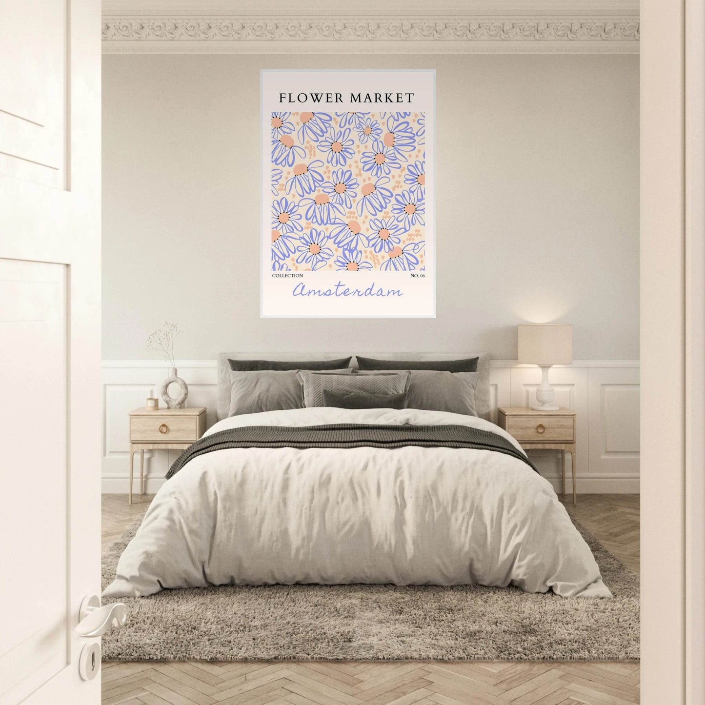 Abstract Floral Market Framed Poster – Whimsical Amsterdam Daisy Art Prints | Ready-to-Hang in Various Sizes - Vibrantwalls
