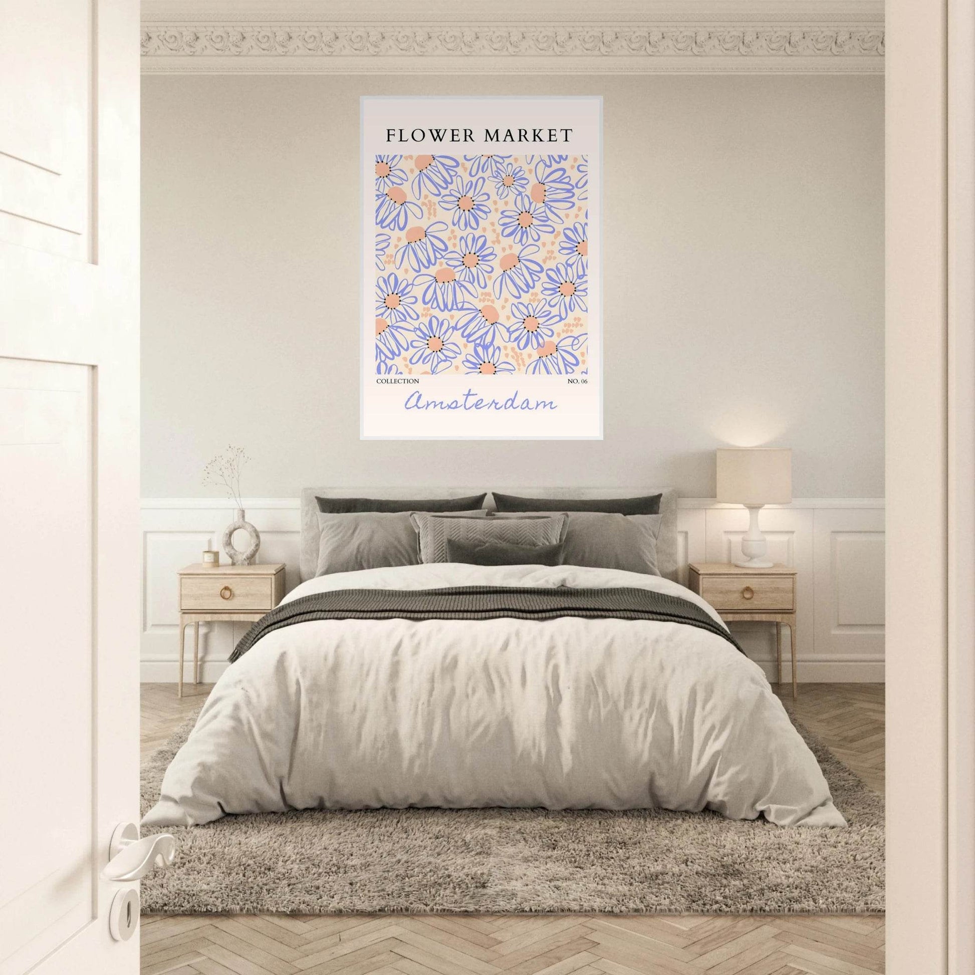 Abstract Floral Market Framed Poster – Whimsical Amsterdam Daisy Art Prints | Ready-to-Hang in Various Sizes - Vibrantwalls