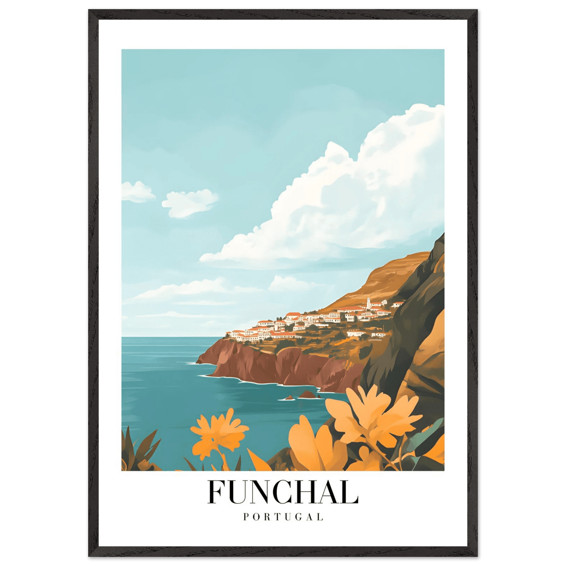 Funchal Portugal Coastal Vintage Travel Poster - Wall Art - Vibrantwalls