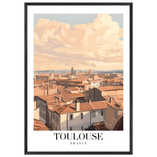 Toulouse France Framed Poster – Vintage Sunset Cityscape Wall Art with Wooden Frame - Vibrantwalls