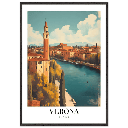 Verona Italy Framed Poster – Vintage Italian Travel Wall Art with Wooden Frame - Vibrantwalls