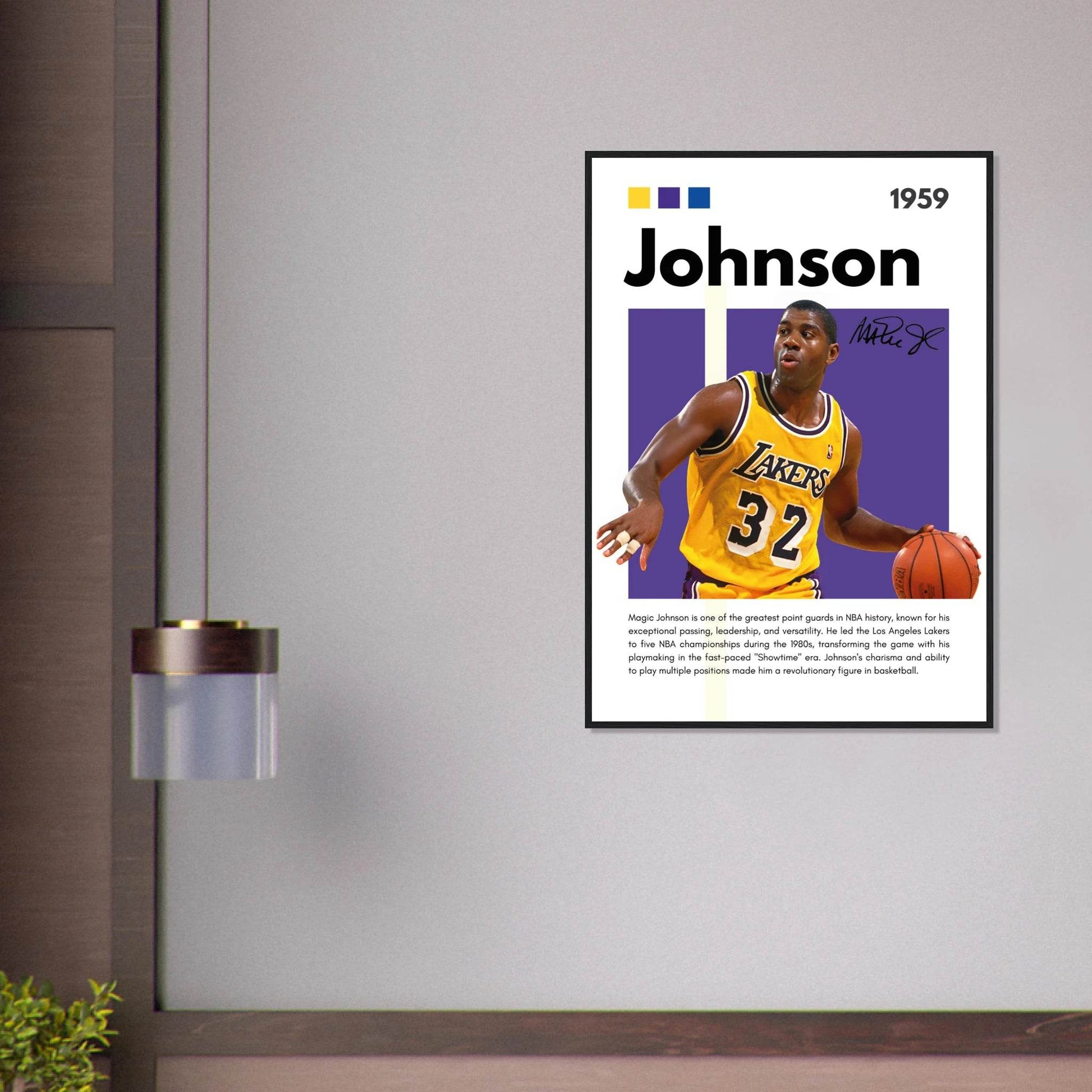 Magic Johnson Showtime Lakers Vintage Art Print - Vibrantwalls