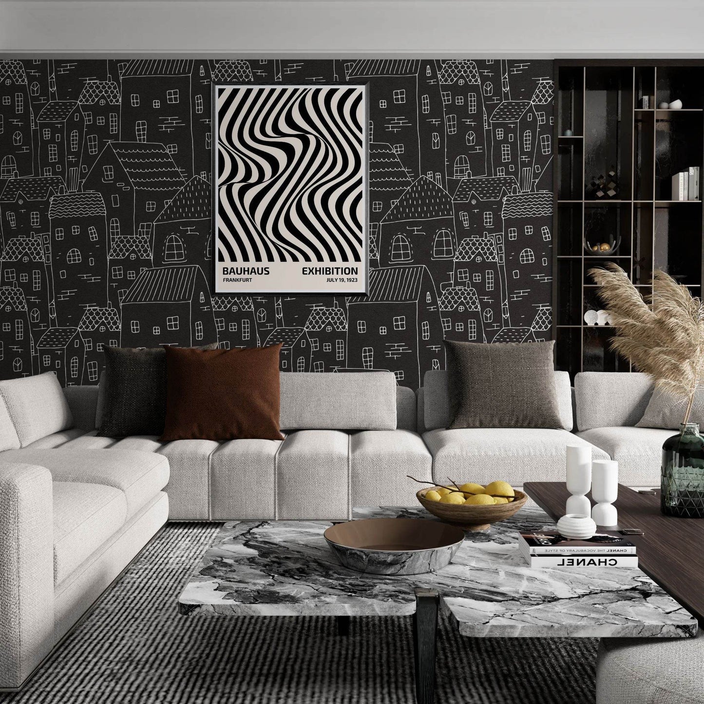 Bauhaus Black White Op Art Movement Style Design Poster Wall Art - Vibrantwalls
