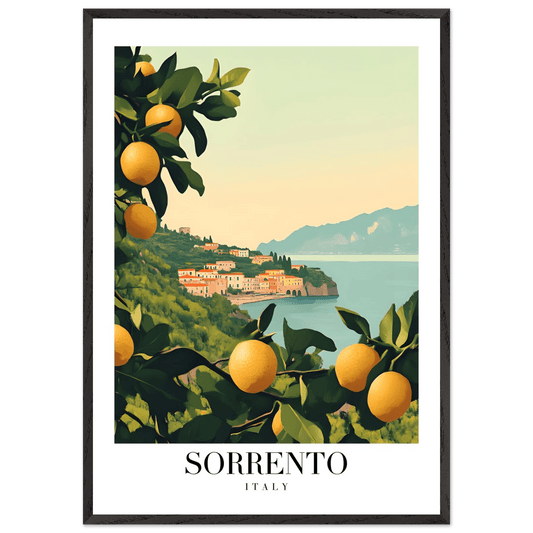 Sorrento Italy Framed Poster – Vintage Citrus Grove Travel Wall Art with Wooden Frame - Vibrantwalls