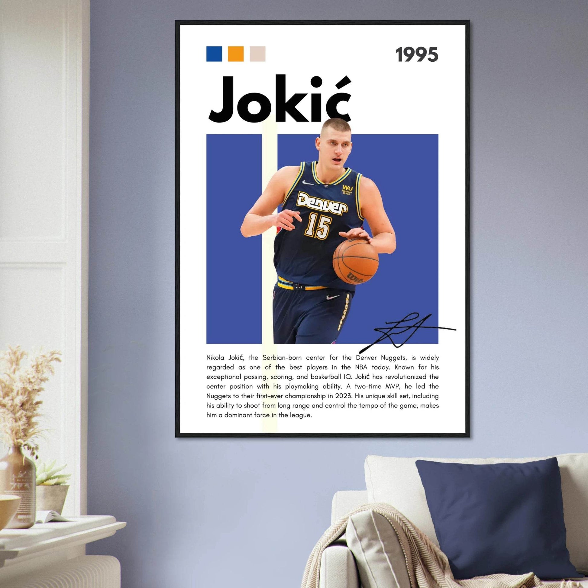 Nikola Jokic Joker Nuggets Minimalist Art Print - Vibrantwalls
