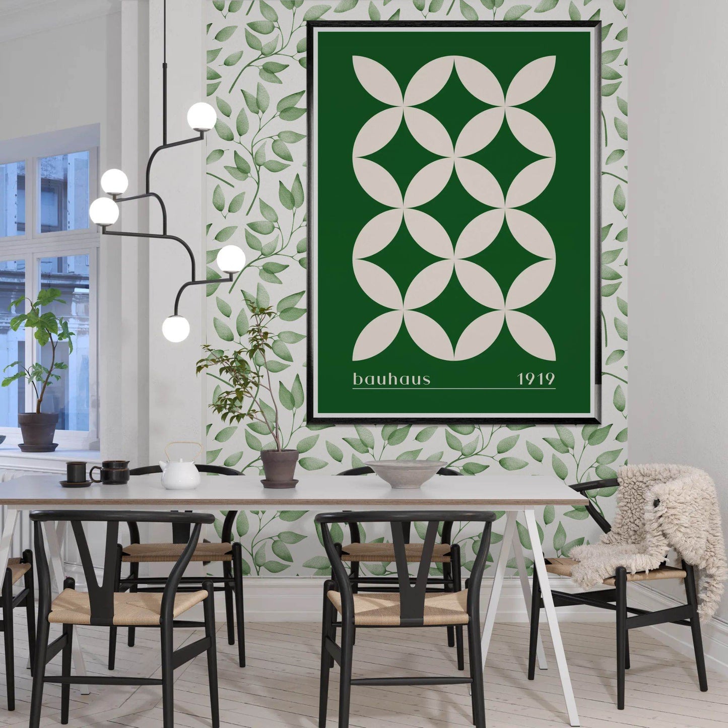 Bauhaus 1919 Green & Beige - Vibrantwalls