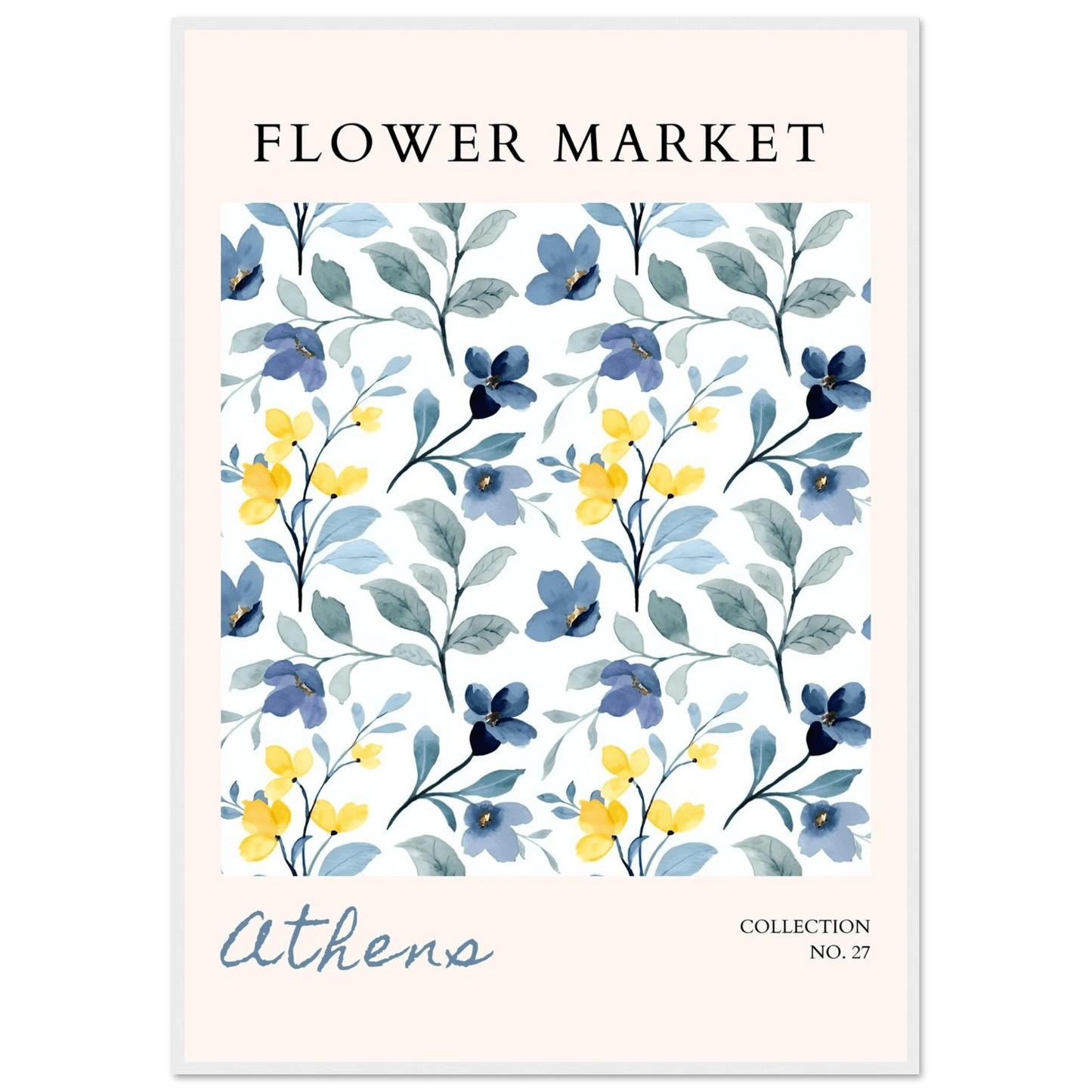 Athens Flower Market Framed Poster – Watercolor Floral Art Print | Ready-to-Hang in Various Sizes & Frame Styles - Vibrantwalls