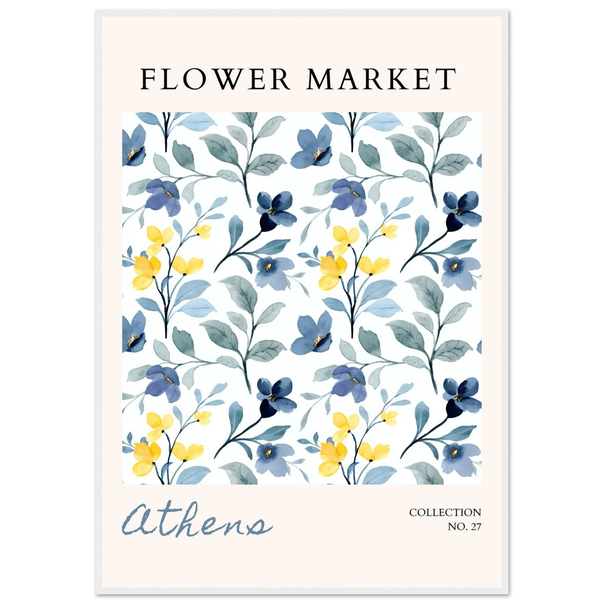 Athens Flower Market Framed Poster – Watercolor Floral Art Print | Ready-to-Hang in Various Sizes & Frame Styles - Vibrantwalls