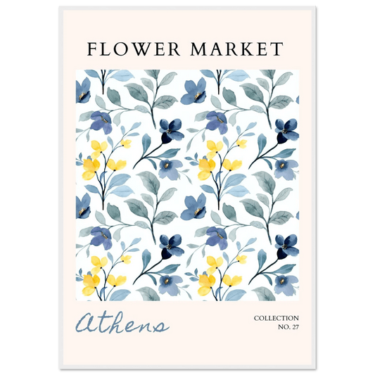Athens Flower Market Framed Poster – Watercolor Floral Art Print | Ready-to-Hang in Various Sizes & Frame Styles - Vibrantwalls
