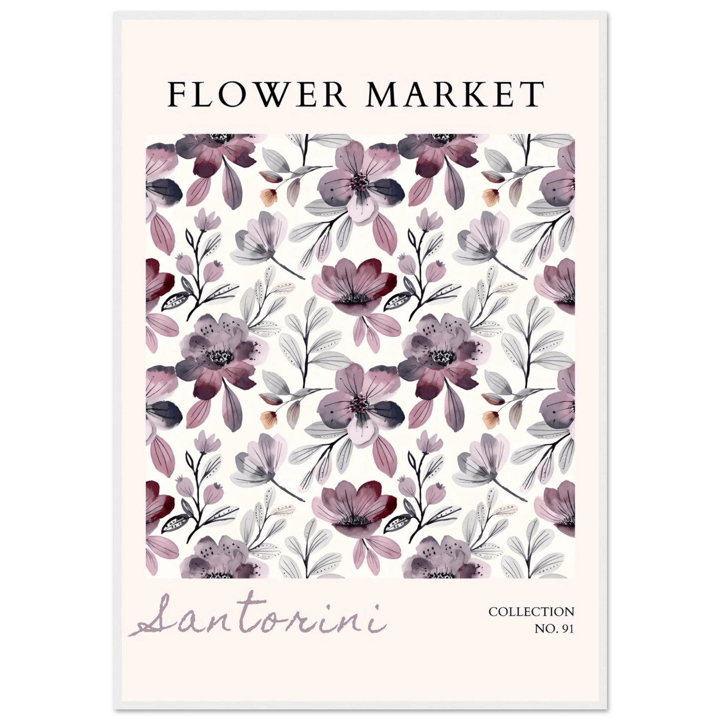 Santorini Flower Market Watercolor Floral Multiple Sizes - Wall Art - Vibrantwalls
