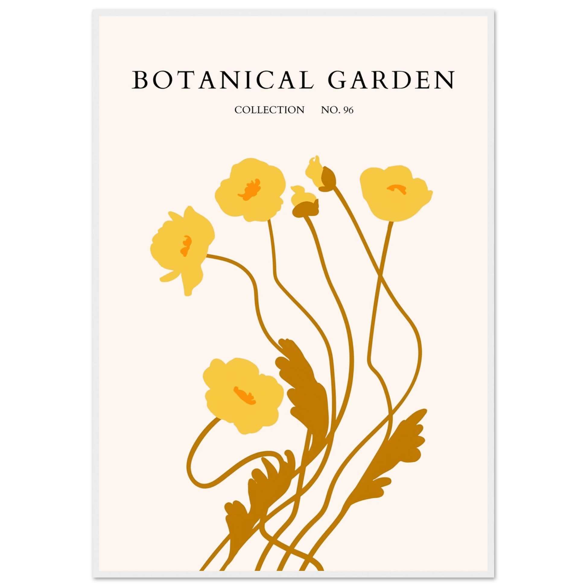 Botanical Garden Framed Art Print – Golden Poppies Abstract Wall Decor | Ready-to-Hang Nature Collection - Vibrantwalls