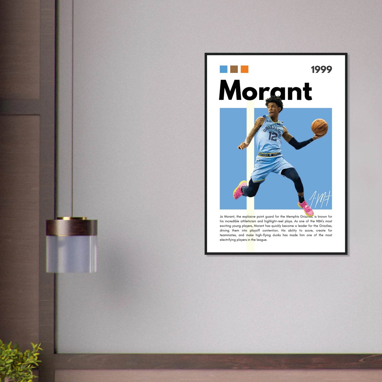 Ja Morant Grizzlies Star Vintage Basketball Poster - Vibrantwalls