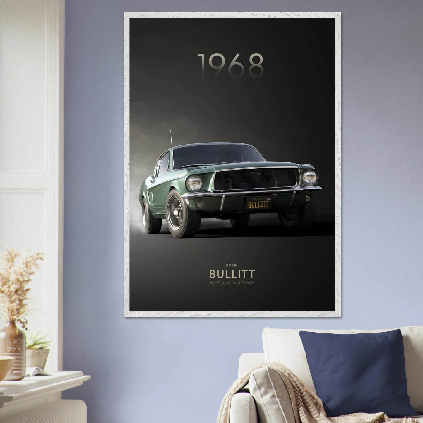 1968 Bullitt Mustang Poster - Framed Print for 50th Anniversary Celebration - Vibrantwalls