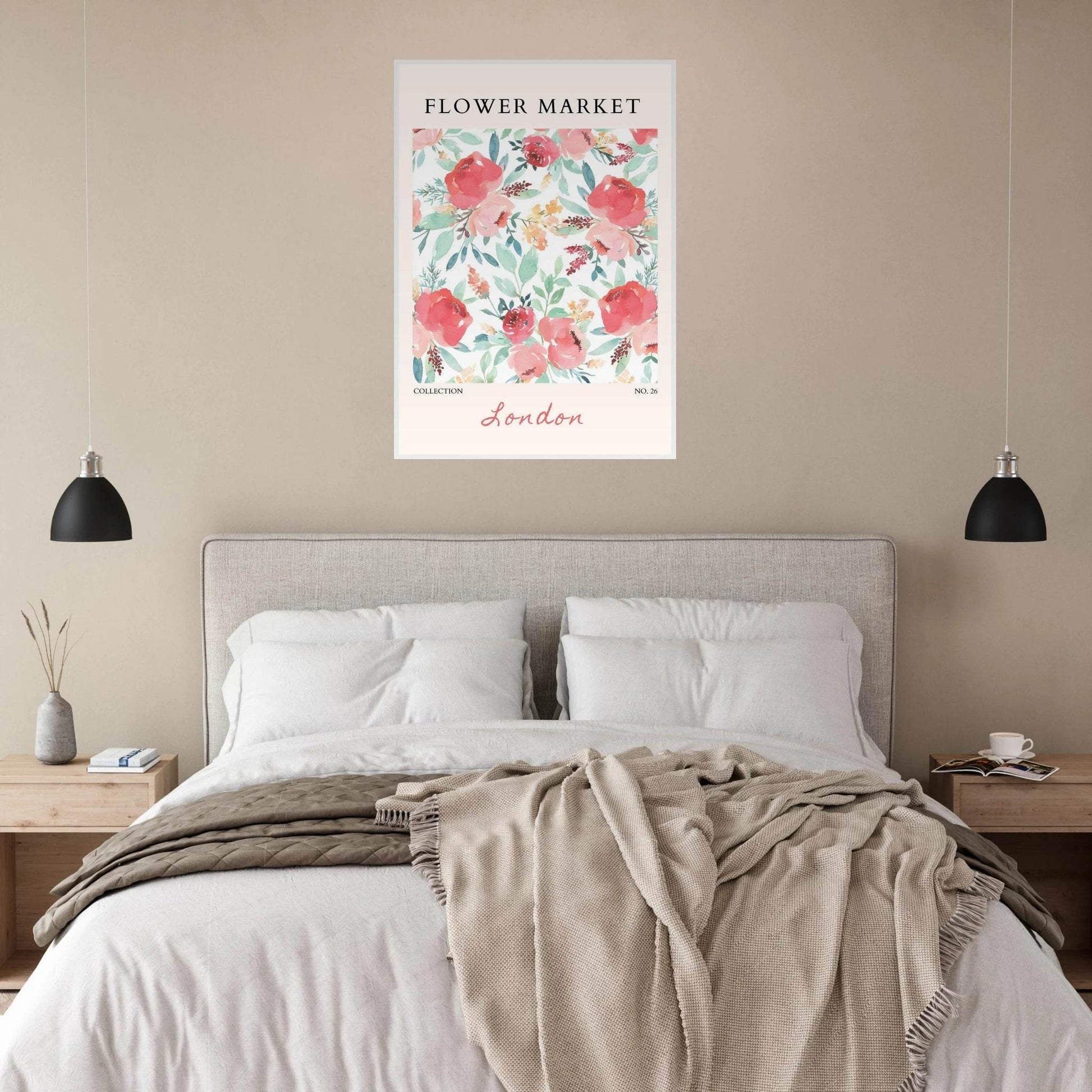 London Flower Market Blush Sage Floral Watercolor - Wall Art - Vibrantwalls