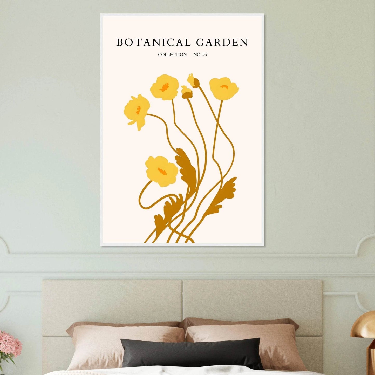 Botanical Garden Framed Art Print – Golden Poppies Abstract Wall Decor | Ready-to-Hang Nature Collection - Vibrantwalls