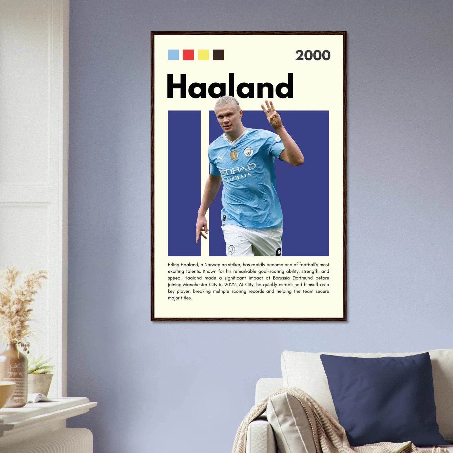 Erling Haaland Manchester City Framed Football Poster Vibrantwalls