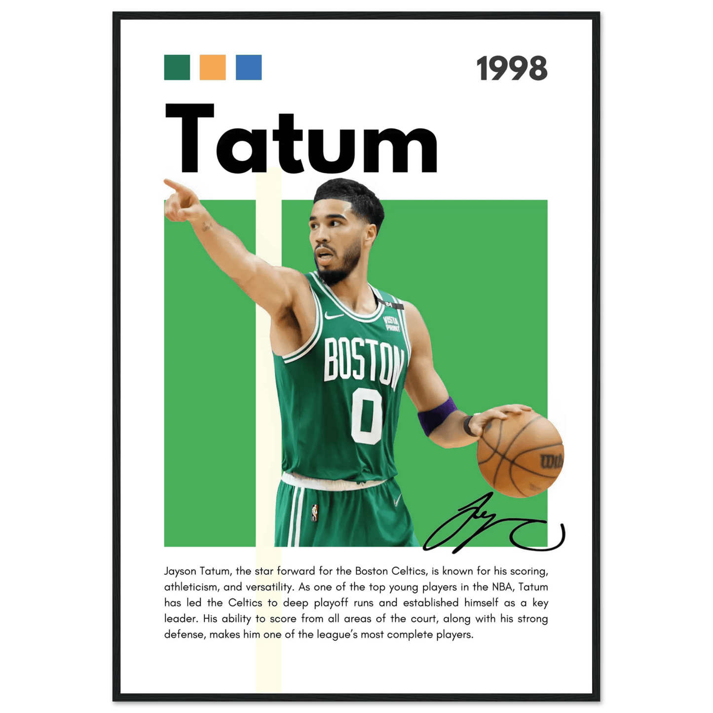 Jayson Tatum Boston Celtics Star Framed Poster - Vibrantwalls