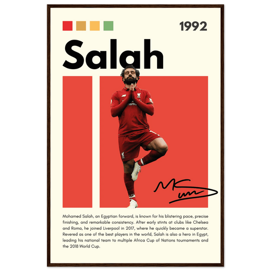 Mohamed Salah Liverpool FC Framed Poster – Iconic Yoga Pose Football Art Print 60x90 cm 24x36″ Dark wood frame Vibrantwalls