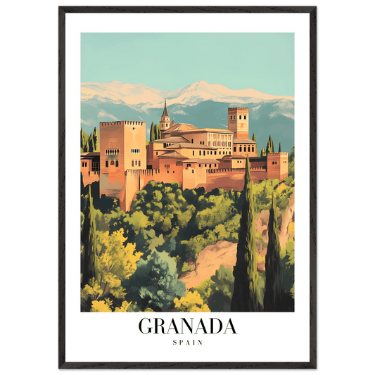 Granada Spain Framed Poster – Vintage Travel Wall Art with Wooden Frame - Vibrantwalls