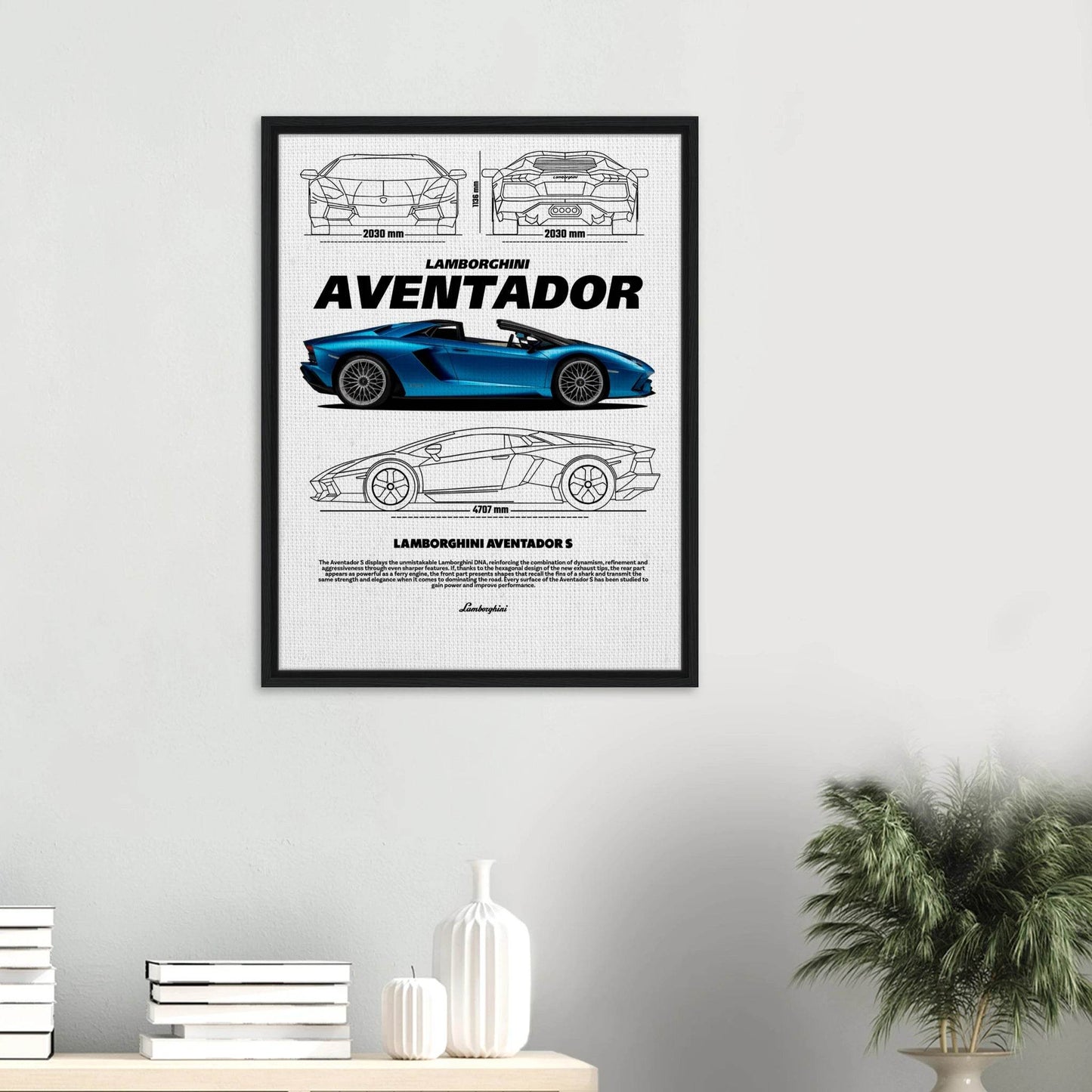 Aventador S Vintage Classic Car Canvas Poster - Wall Art - Vibrantwalls
