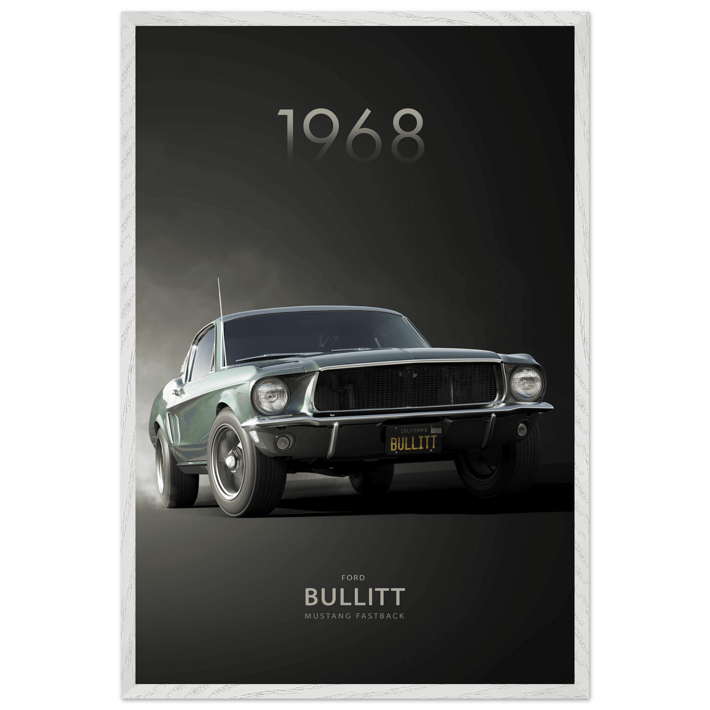 1968 Bullitt Mustang Poster - Framed Print for 50th Anniversary Celebration - Vibrantwalls