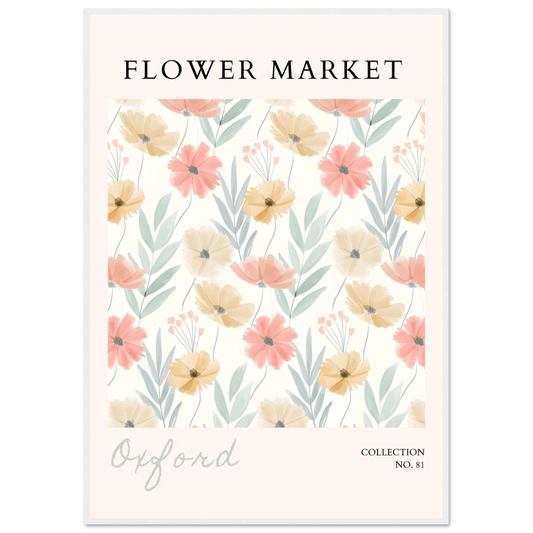 Watercolor Flower Market Framed Poster – Oxford Collection Floral Art Print | Soft Hues & Ready-to-Hang Wall Art - Vibrantwalls
