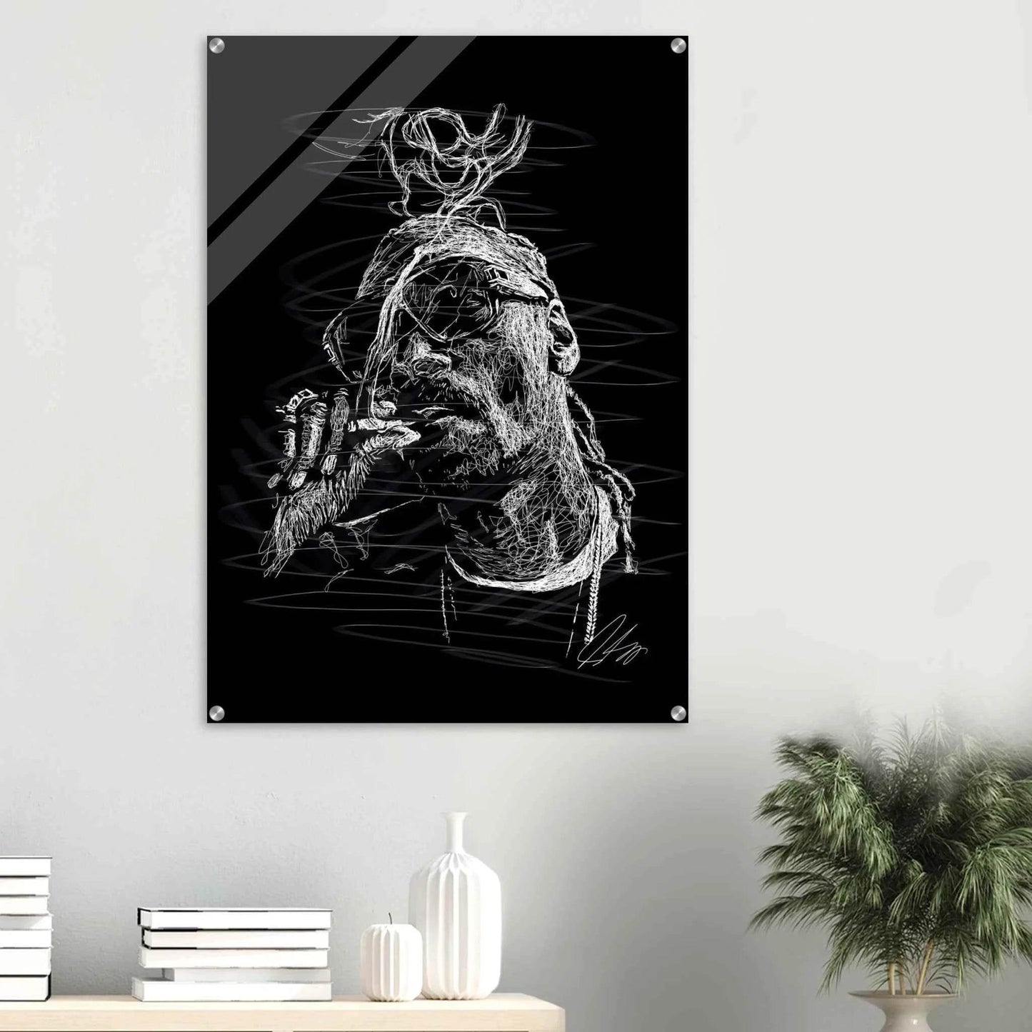 Connor McGregor Scribble Art Acrylic Print – Dynamic, Modern, Black & White Wall Decor