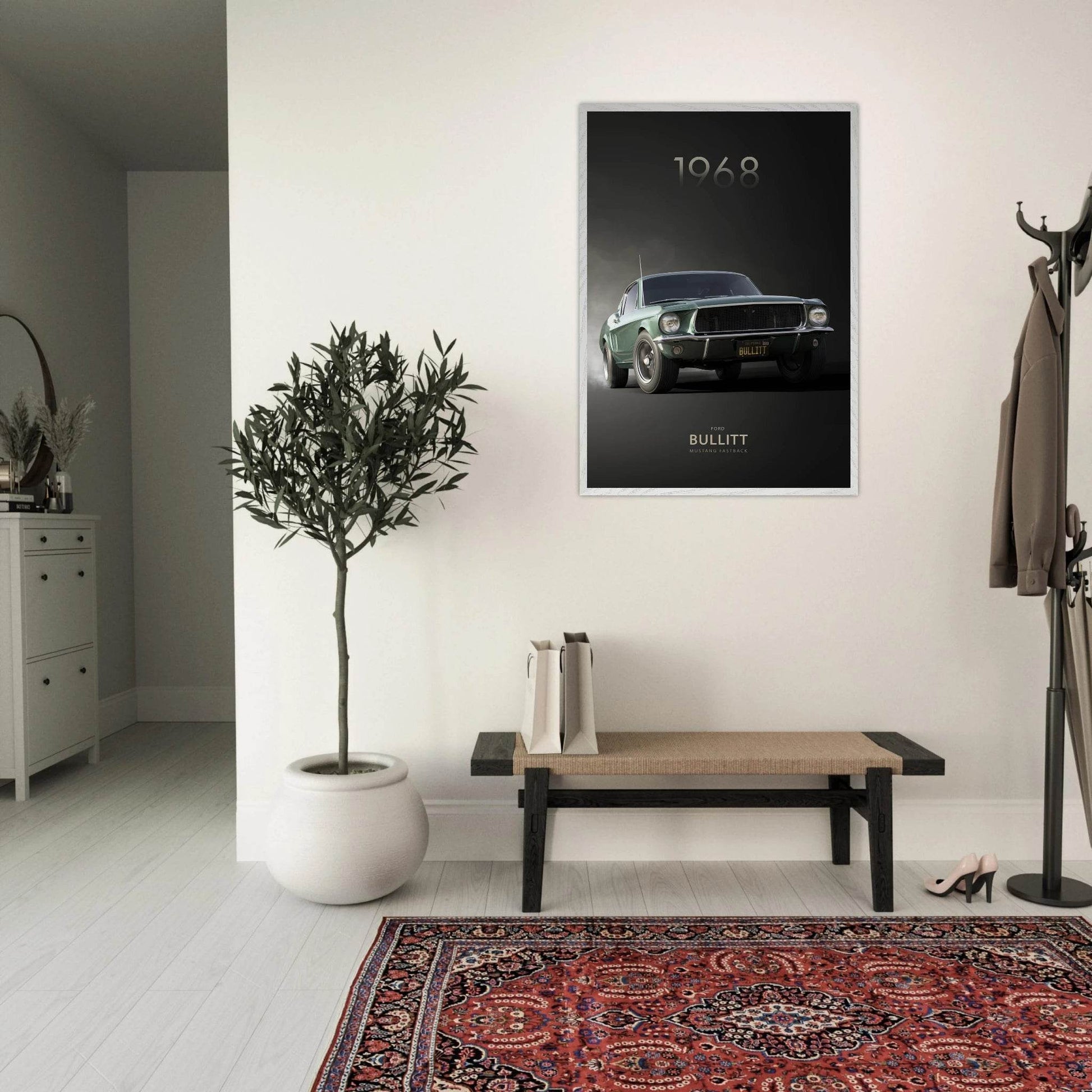 1968 Bullitt Mustang Poster - Framed Print for 50th Anniversary Celebration - Vibrantwalls