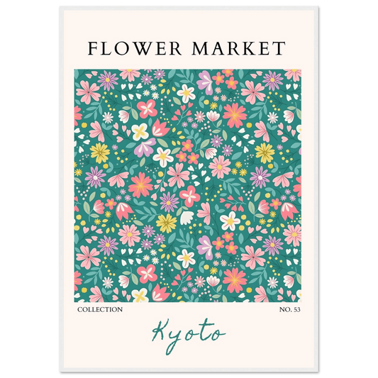 Kyoto Flower Market Framed Poster – Whimsical Floral Art Print for a Touch of Spring | Ready-to-Hang Decor - Vibrantwalls