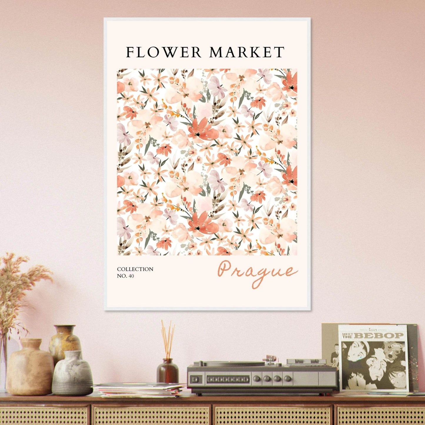 Prague Flower Market Framed Poster – Pastel Watercolor Floral Art Print | Ready-to-Hang Wall Decor - Vibrantwalls