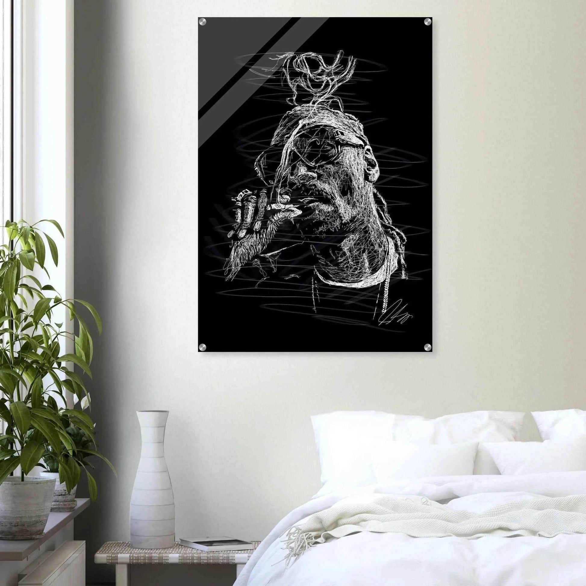 Connor McGregor Scribble Art Acrylic Print – Dynamic, Modern, Black & White Wall Decor