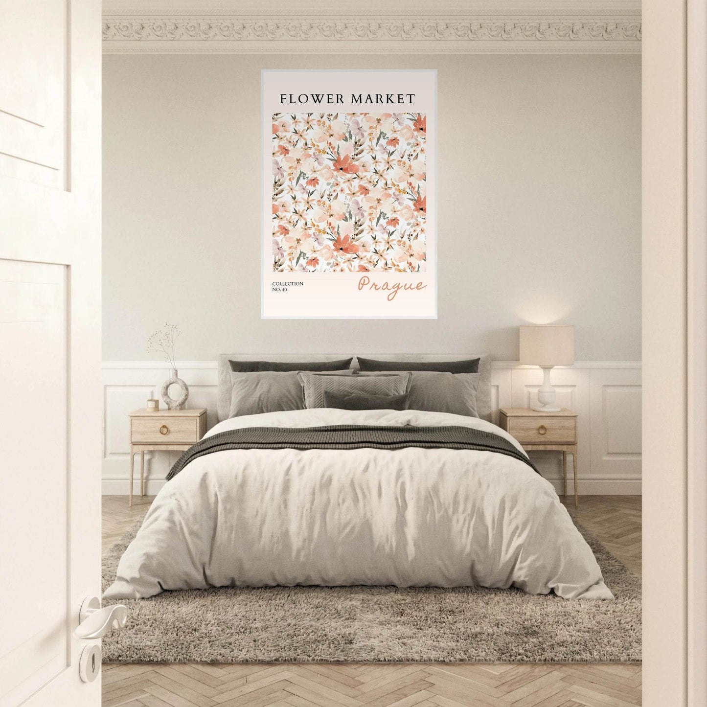 Prague Flower Market Framed Poster – Pastel Watercolor Floral Art Print | Ready-to-Hang Wall Decor - Vibrantwalls