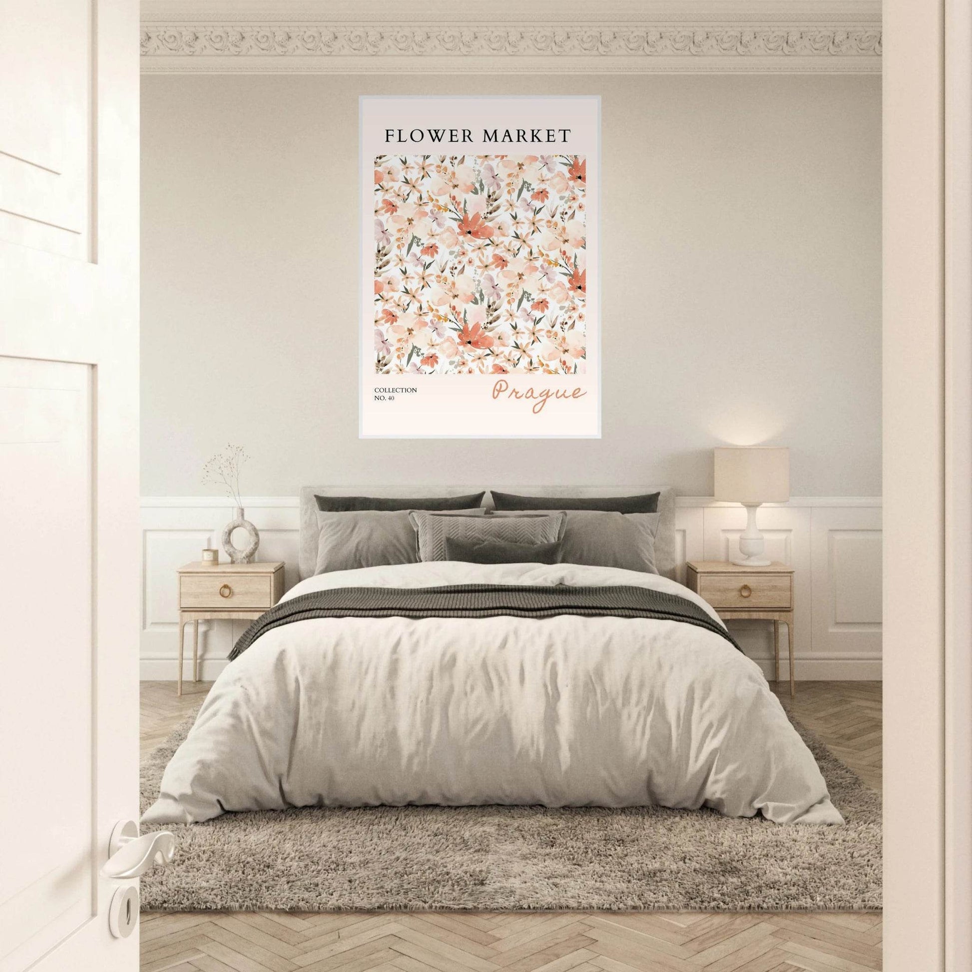 Prague Flower Market Framed Poster – Pastel Watercolor Floral Art Print | Ready-to-Hang Wall Decor - Vibrantwalls