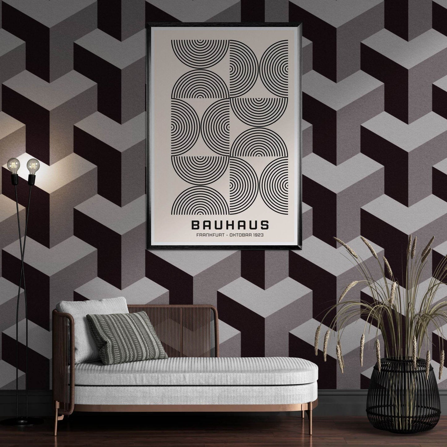 Bauhaus 1923 Navy & Beige - Vibrantwalls