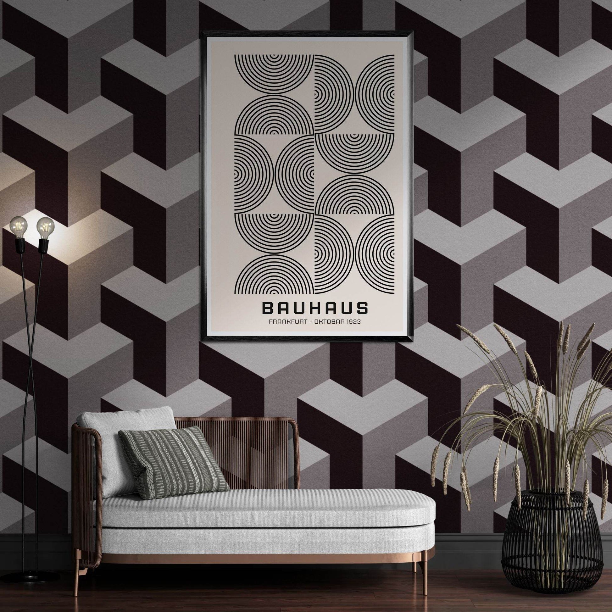 Bauhaus 1923 Navy & Beige - Vibrantwalls