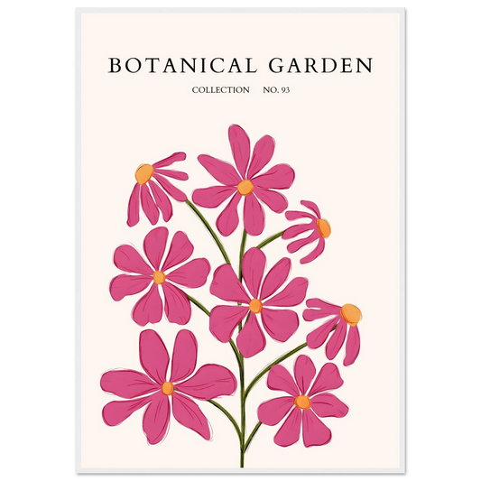 Vibrant Botanical Garden Framed Poster – Pink Cosmos & Abstract Floral Art Print | Ready-to-Hang in Various Sizes - Vibrantwalls