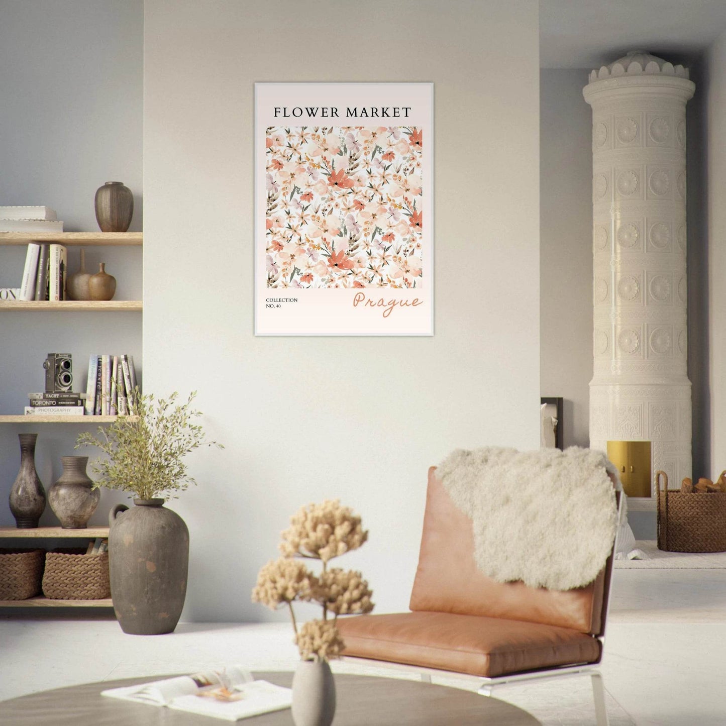 Prague Flower Market Framed Poster – Pastel Watercolor Floral Art Print | Ready-to-Hang Wall Decor - Vibrantwalls