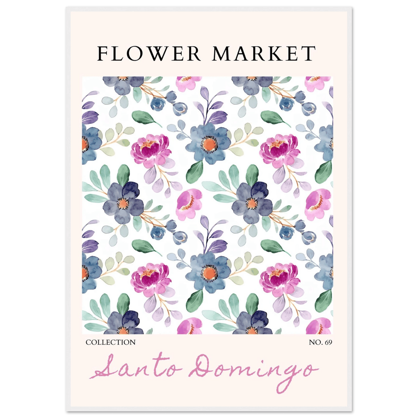 Santo Domingo Flower Market Watercolor Floral Ready-to-Hang - Wall Art - Vibrantwalls