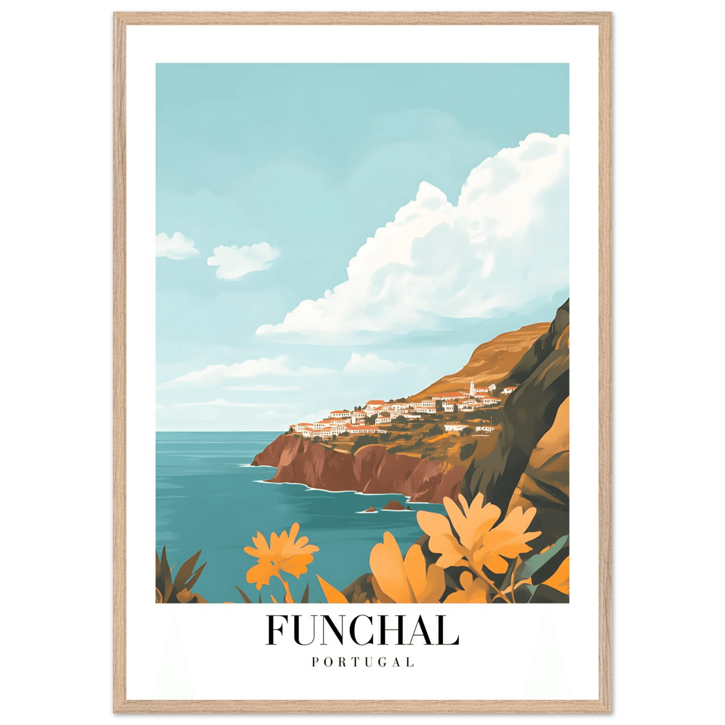 Funchal Portugal Coastal Vintage Travel Poster - Wall Art - Vibrantwalls